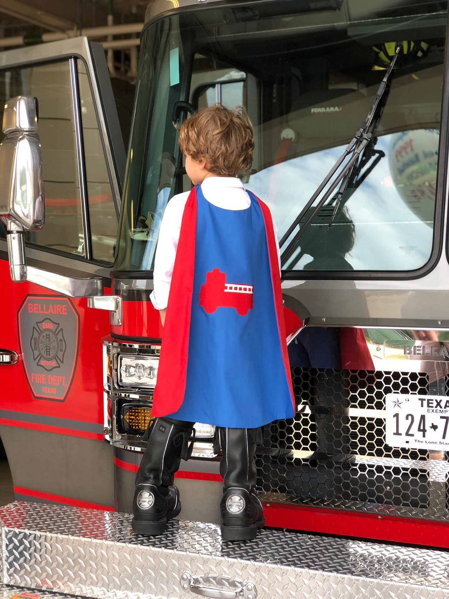 Custom Kid's Firetruck Cape - Handmade and Reversible