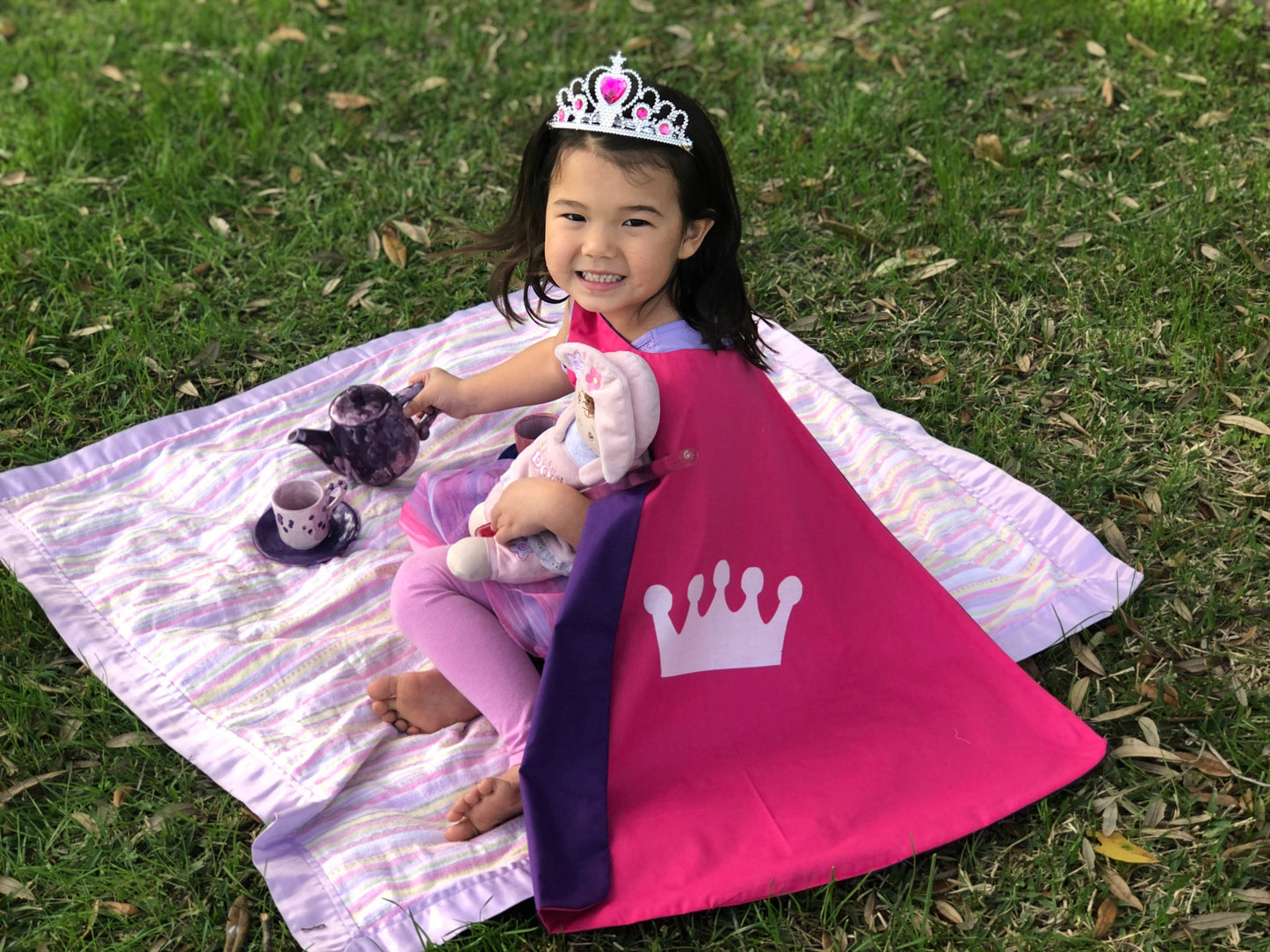 Custom Kid's Tiara Princess Cape - Handmade and Reversible